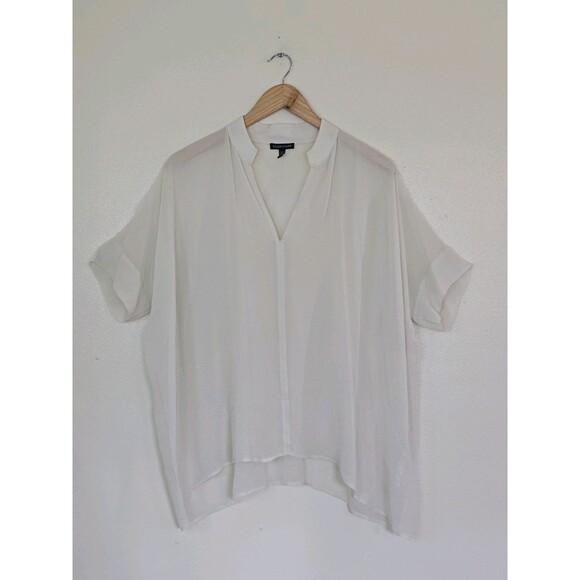 Eileen Fisher Silk Sheer Top Ivory Cream Oversized Blouse Classic Luxury XXS - Picture 1 of 9